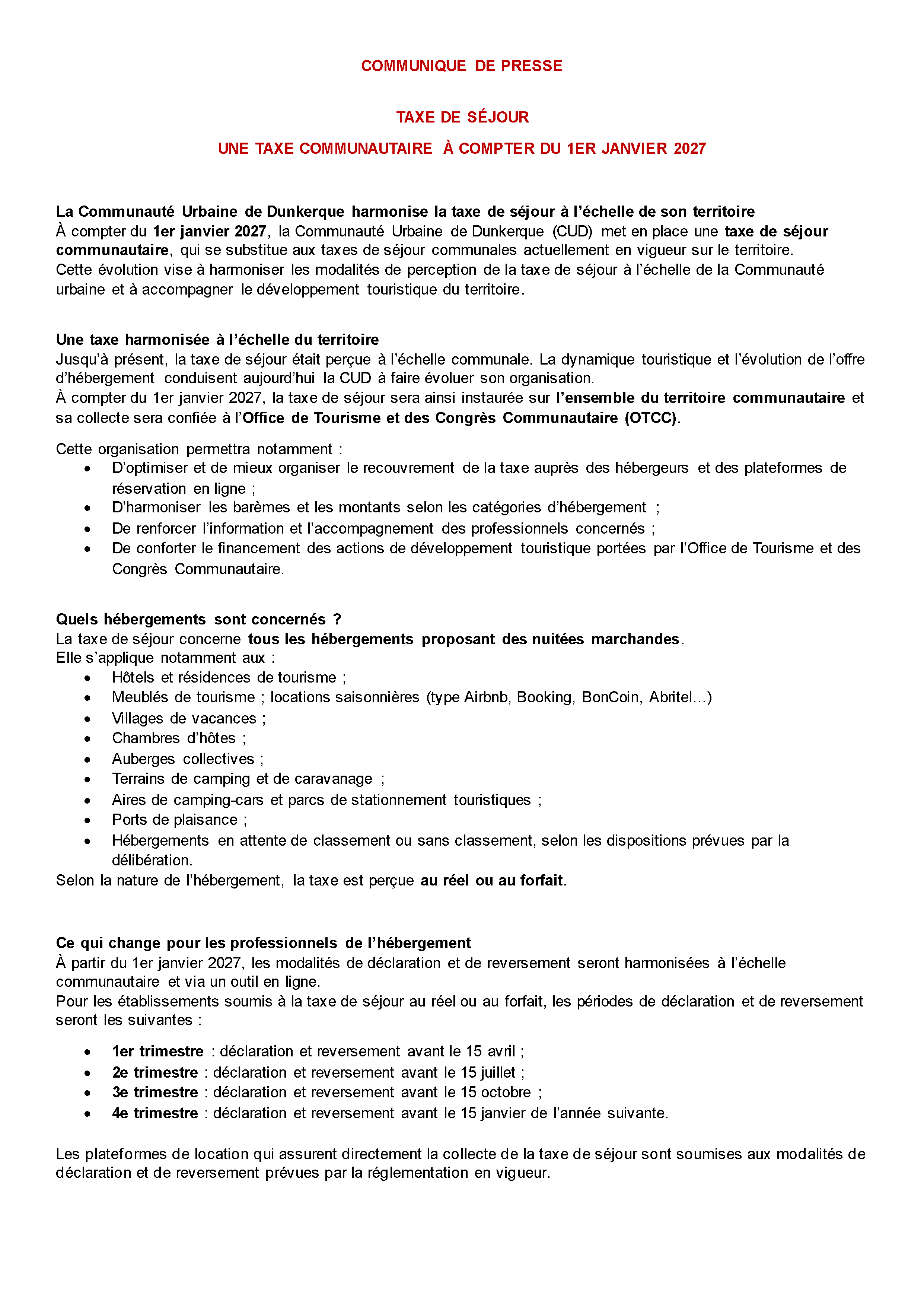 Vous consultez actuellement Évolution de la taxe de séjour au 1er janvier 2027