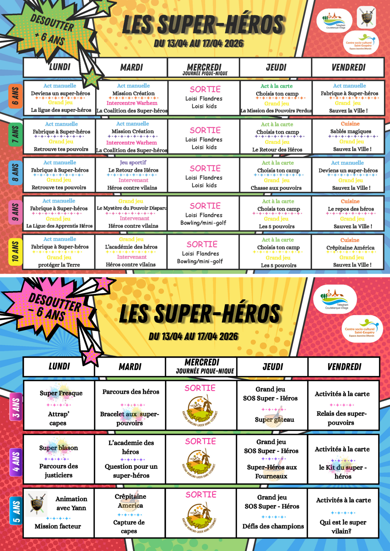 You are currently viewing Planning Accueil de Loisirs Desoutter – avril 2026