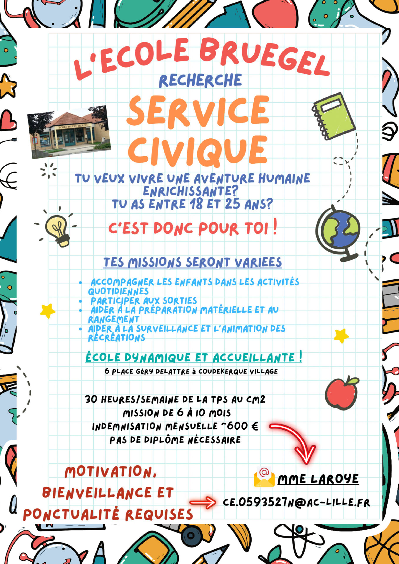 You are currently viewing Ecole Bruegel – Recherche service civique