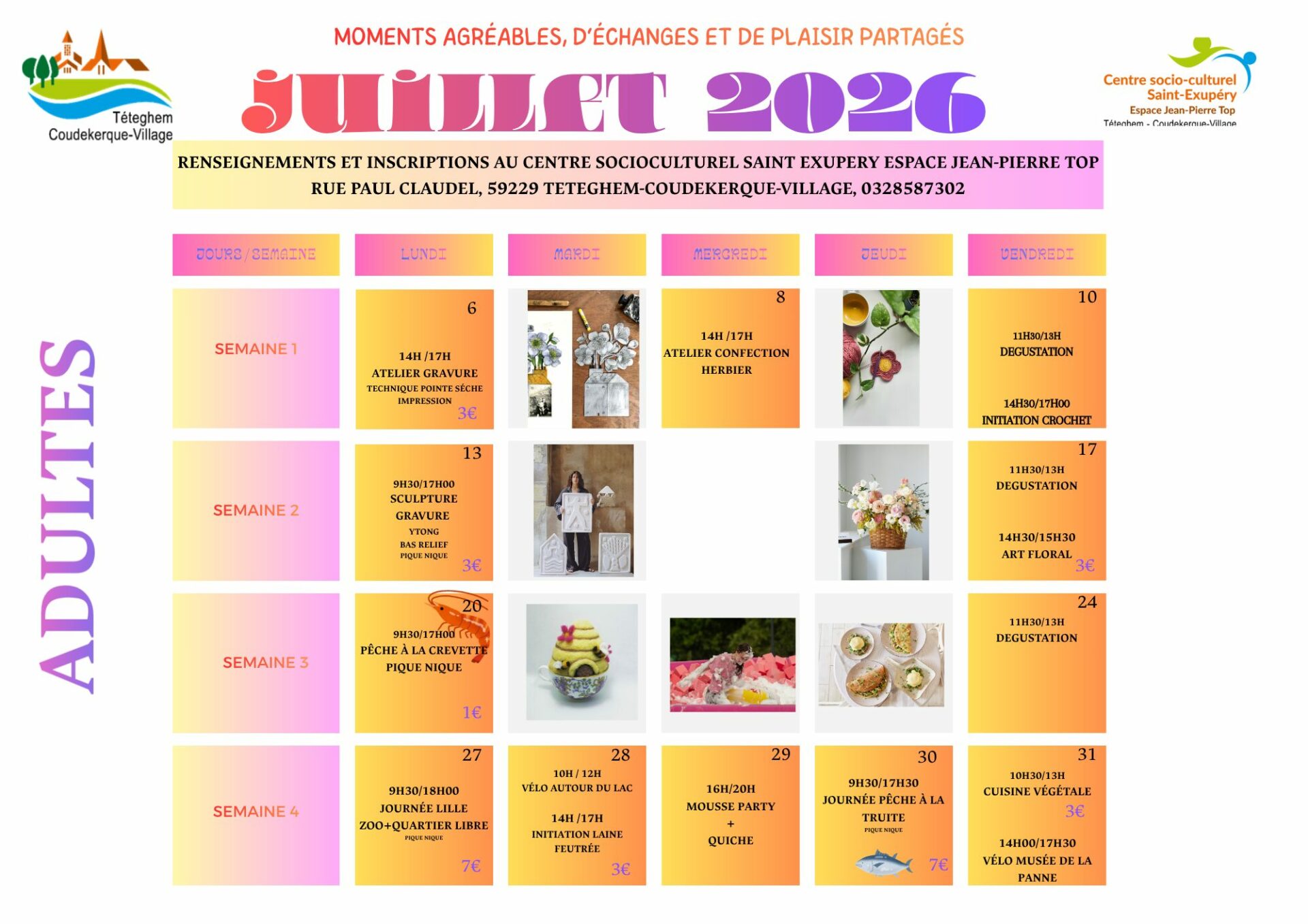 You are currently viewing Planning Ateliers Adultes juillet 2026